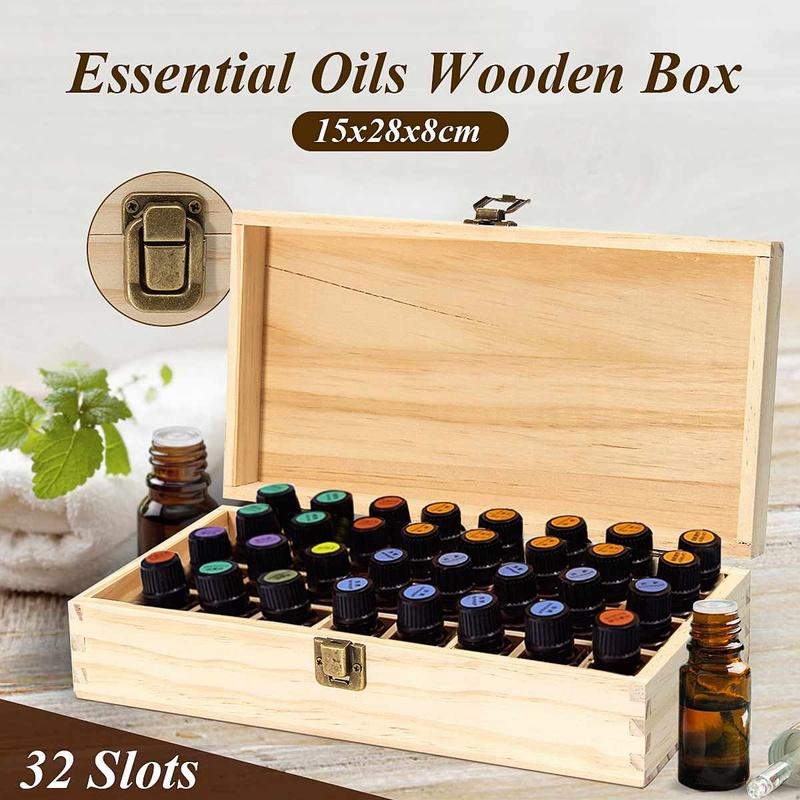 Для doTERRA 32 ячейки Деревянная коробка для эфирных масел Натуральное дерево Ароматерапия Деревянная коробка Органайзер для хранения сокровищ и украшений Ручная работа