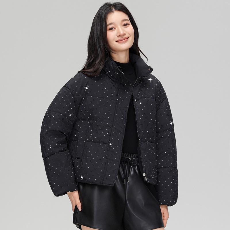 Down Padded Jacket 2025 Winter New Padded Jacket Short Comfortable and Versatile Fashion Casual Warm Stand-up Collar Solid Color