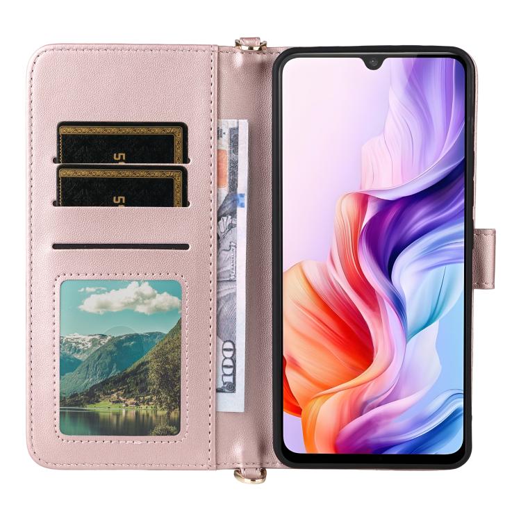 Multifunctional 6-Card Slots Leather Phone Case with Wrist Strap