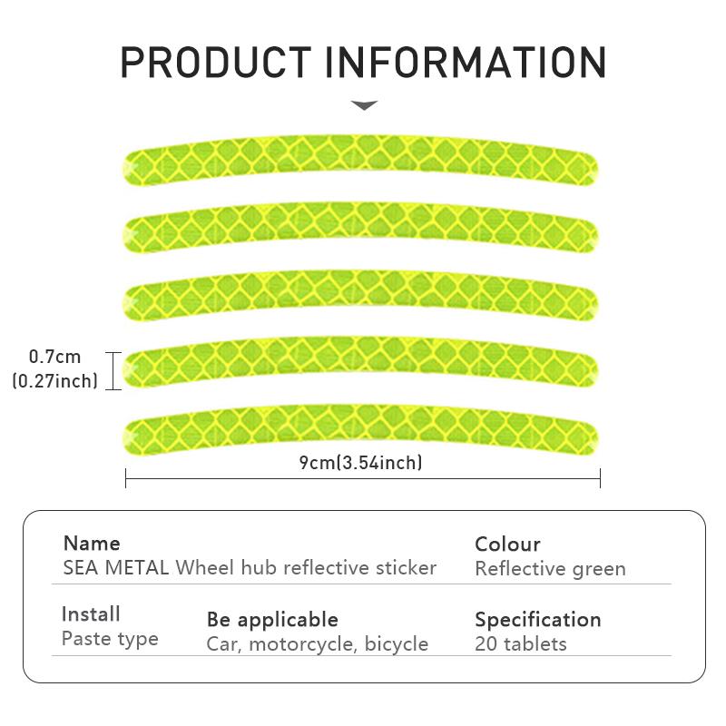 SEAMETAL Наклейка на ступицу колеса автомобиля Светоотражающая лента для мотоцикла Автомобиля Безопасность при ночной езде Светящиеся Универсальные наклейки