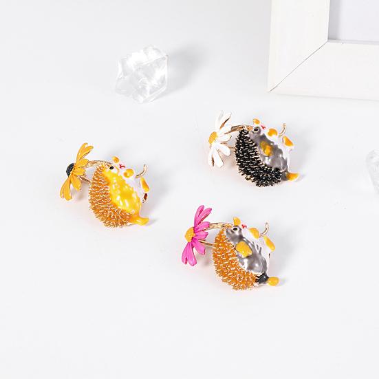 Креативная брошь в форме цветка в форме ежа, булавка для одежды, сумка, ювелирный аксессуар, подарок