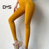Женские штаны для йоги, леггинсы с высокой талией, однотонные, компрессионные, эластичные, приподнятые, бесшовные, расклешенный подол, корректирующие живот, спортивные брюки для спортзала, танцев и студии