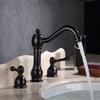 Black Solid Brass Bathroom Basin Mixer Tap Antique Brass Kitchen Sink Faucet Dual Handles 3 Pcs Basin Faucets