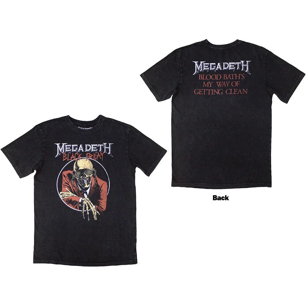 Унисекс футболка Megadeth с эффектом stonewash: Черная пятница (Назад Печать) (XX-Large)
