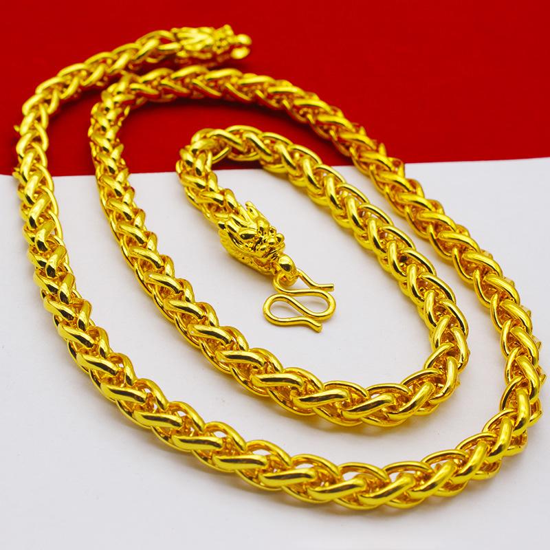 Мужская властная золотая цепочка с имитацией золота 7N Bold Double Faucet Keel Chain Chain, позолоченная большая змеиная костяная цепь