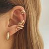 3pcs/set Personality Gold Color Clip Earrings Fake Piercing Jewelry Set Fashion Lines Snake C-shape Ear Cuffs for Women Party Gift