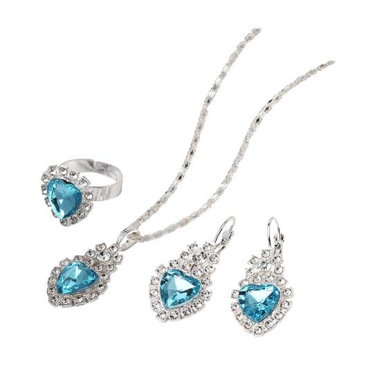 Комплект украшений в форме сердца для женщин, блестящие ожерелье в форме сердца со стразами, серьги, кольца, свадебные украшения, аксессуары