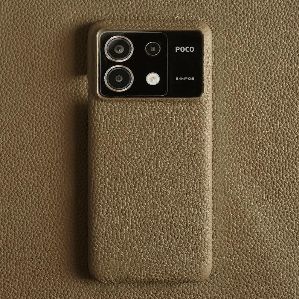 For POCO F8 Ultra Case Business Genuine Leather Cover For Poco F7Pro POCO X6 M5 M6Pro X4Pro F2Pro Back Coque Shockproof Fundas