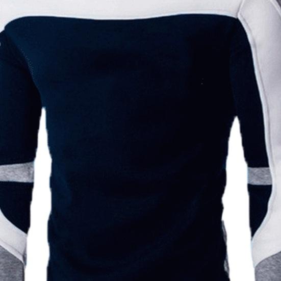 Мужской осенне-весенний свитшот одинакового цвета с круглым вырезом и длинными рукавами в стиле пэчворк, эластичный мягкий пуловер, облегающий мужской топ средней длины