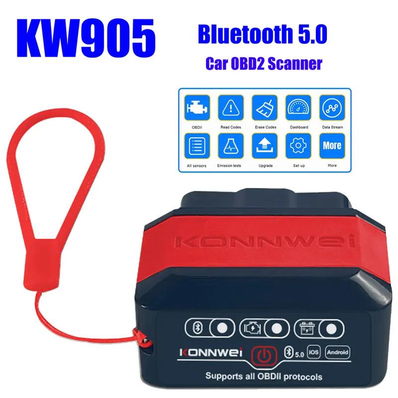 Kw905 Elm327 V1.5 Obd2 Сканеры Bluetooth 5.0 Для Android/Ios Elm 327 Obd 2 Инструмент Для Диагностики Автомобиля Считыватель Кодов