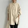 Women Stand Collar Single Breasted Long Sleeve Cotton Linen Shirts Autumn Winter Long Shirt Casual Loose Solid Color Tops 30009