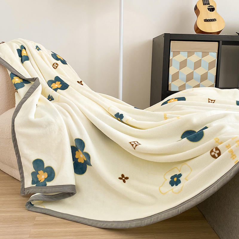 Microfiber Floral Throw Blanket Soft Cozy Plant Sunflower Daisy Blue Fleece Knitted Blanket Lightweight Fluffy Blanket All Seasons for Couch Bed Sofa