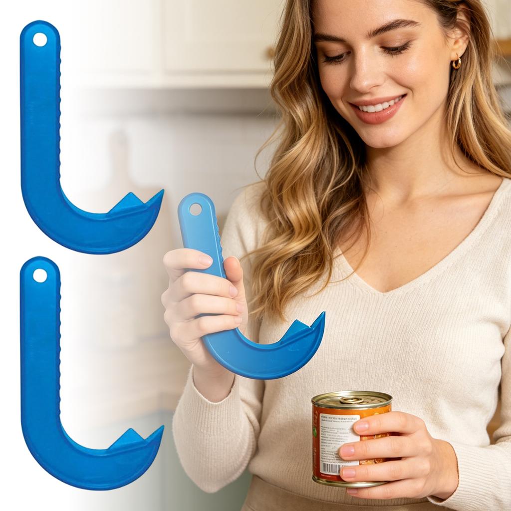 Portable Hook Style Can Opener Set of 2 Plastic Material Kitchen Tool Nail Protection Design Compact and Simple Structure