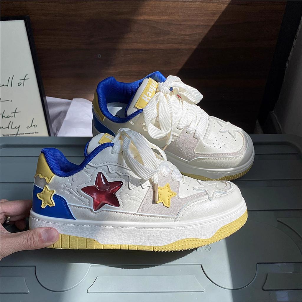 Модные женские кроссовки на платформе весна-осень универсальные повседневные туфли на шнуровке с плоской подошвой для ходьбы на толстой подошве из вулканизированной ткани