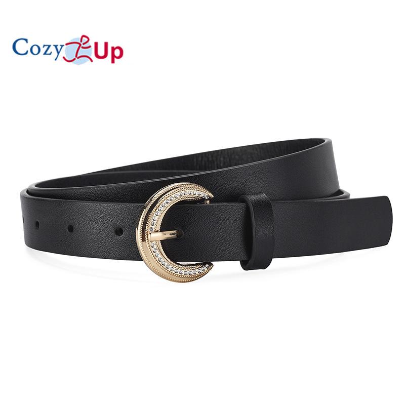 Rhinestone Inlaid Gold Buckle Elegant Decoration Ladies Belt All-match Down Jacket Jeans Belt