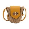 Woven Mini Straw Bucket Bag For Girls Pu Material Summer Accessory Messenger Bag