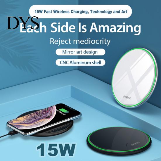 Ультратонкое круглое зарядное устройство Qi Wireless Charging Pad мощностью 15 Вт для телефона Samsung Galaxy