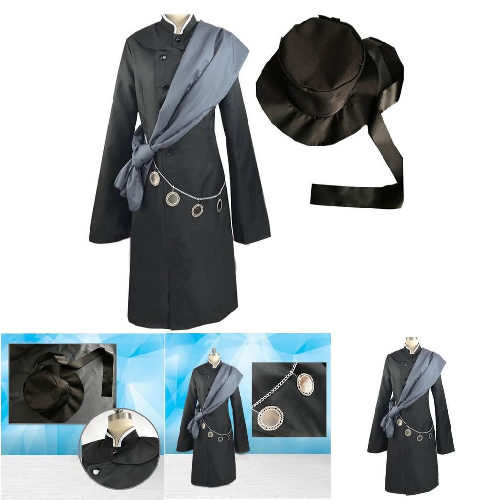 Chic New Black Butler Kuroshitsuji Undertaker Suit Outfit Cosplay Costume Unisex With Complete Accessories And Stylish Hat