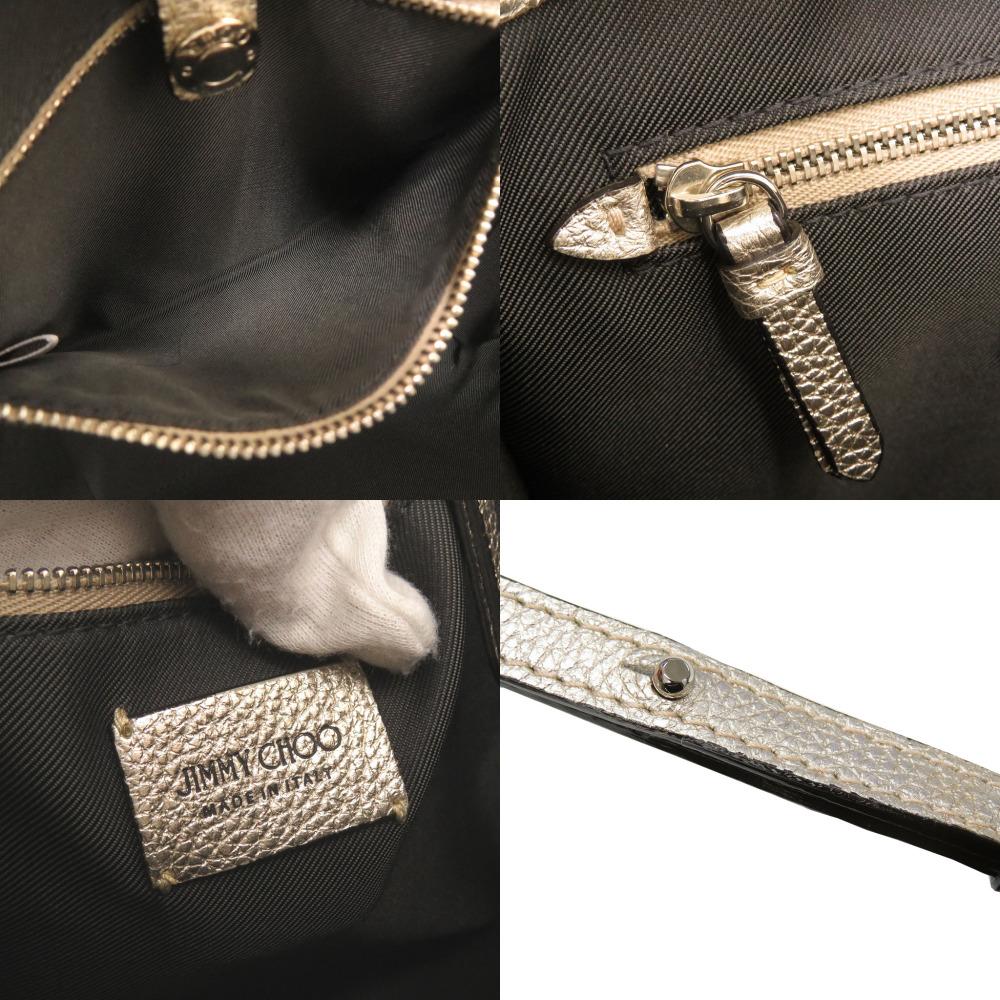 Used AUTHENTIC JIMMY CHOO 2WAY PEGASI N/S Star Studs Tote Bag Champagne Gold