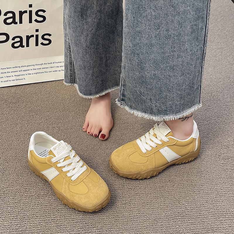 Европейская станция 2025 Весна Повседневная Мягкая кожа Корейское издание На плоской подошве Немецкая спортивная обувь Легкая Нескользящая Мягкая подошва Форрест Гамп Спорт