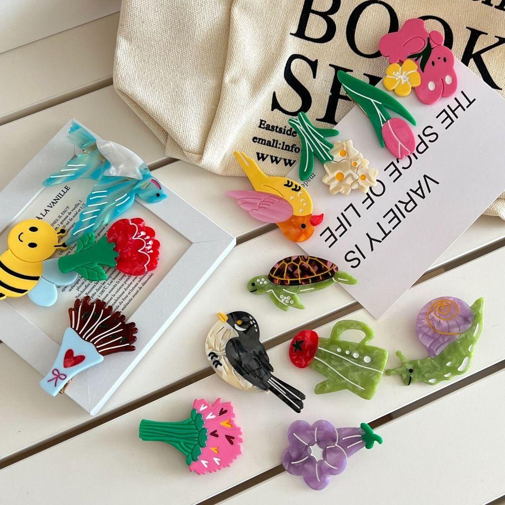 Vegetable Cartoon Animals Hair Clip Barrette Tulip Duckbill Clip Streetwear