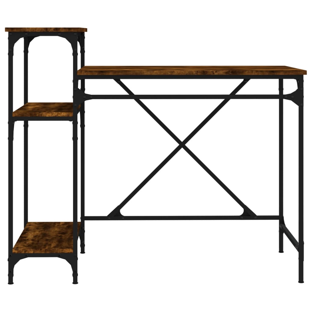 Desk with Shelf Smoked Oak Finish 105 x 50 x 90 cm Engineered Wood