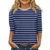 Children's 3/4 Sleeve Tops Casual  Print T Shirt Round Neck Pullover Blouse