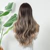 Хит продаж парики женские средняя точка постепенное изменение коричневые длинные кудрявые волосы большие волны матовые высокотемпературный шелк полный покров головы парики