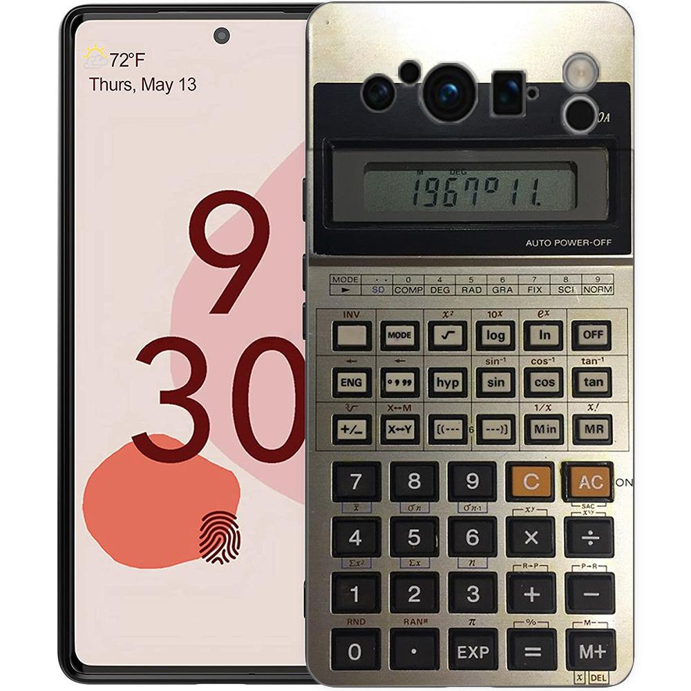 Ретро-чехол-телефон-калькулятор для Google Pixel 9 8 7 6 Pro XL 8A 6A 7A 5G Мягкий ударопрочный ТПУ Черный чехол