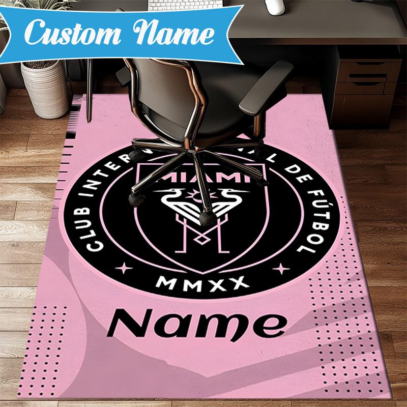 Custom Name International Miami Football Club Rug Game Carpet, Floor Mat for Bedroom Living Room Entryway Rug, Home Decor Gift for Christmas birthday