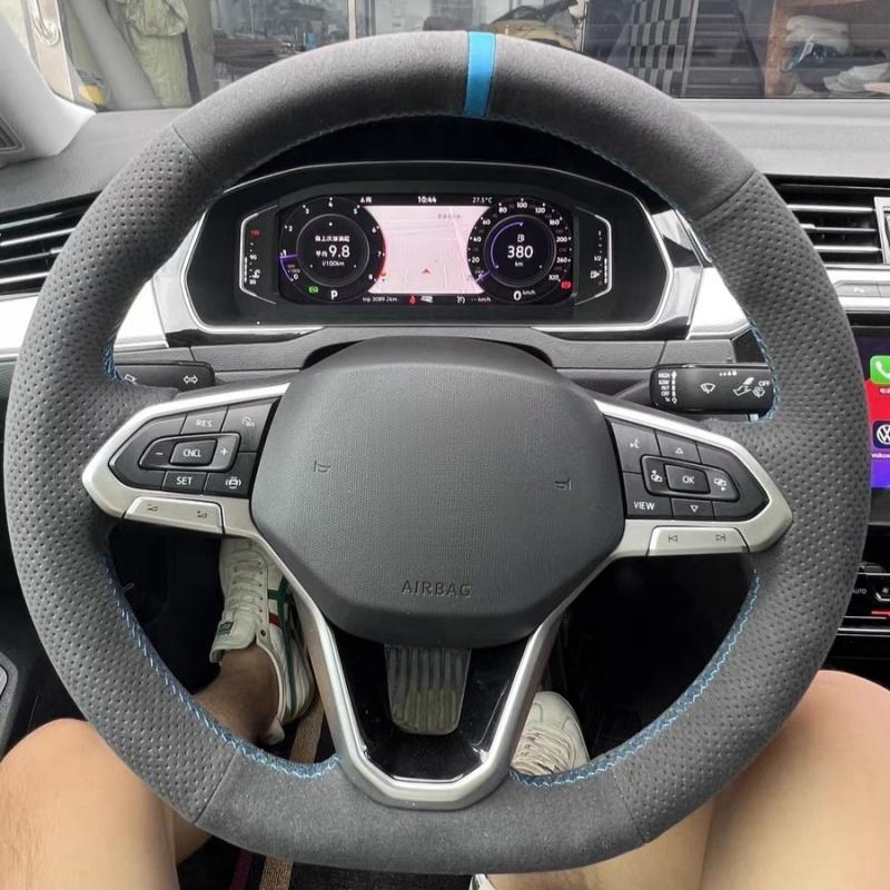 Car Steering Wheel Cover Suede Leather For VolksWagen VW Passat B8 - Golf 8 - Steering Wheel Braiding Cover