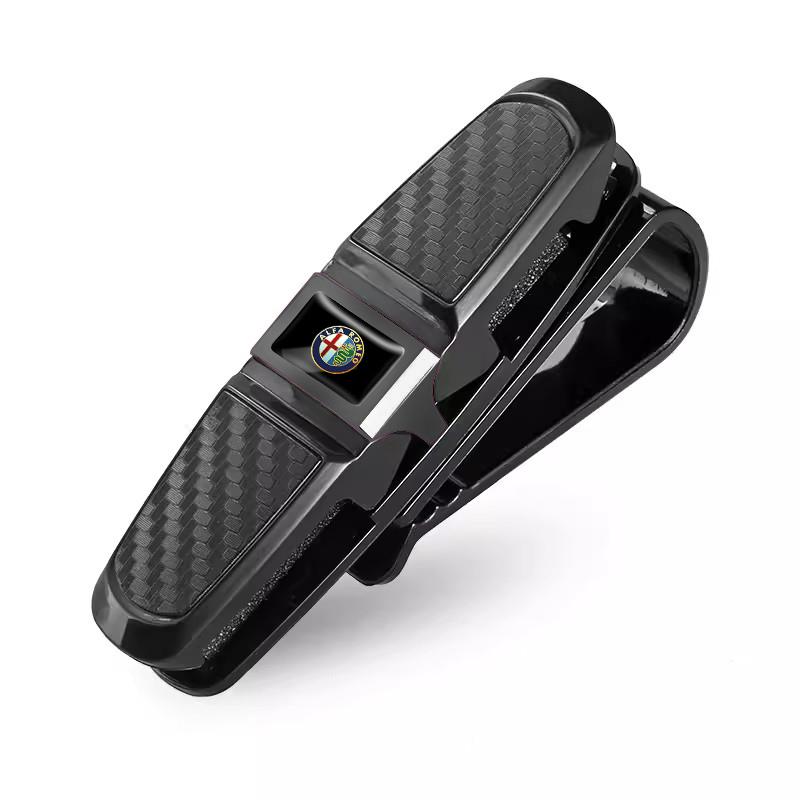 For Alfa Romeo Car Sun Visor Glasses Holder Ticket Card Storage Clip For Alfa Romeo Giulia Stelvio Giulietta 156 159 147 Mito ToLR1