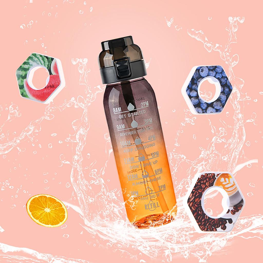 1000ml Bottle, Update Water Bottle Up Set With 8 Capsules Drinking Straw, Outdoor Water Bottle