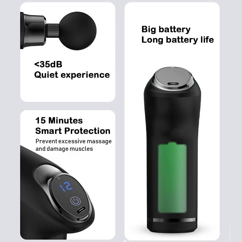 Новый портативный 12-скоростной электрический мини-массажный пистолет с ЖК-дисплеем, высокочастотный пистолет для фасции, массажер для глубоких тканей, расслабляющий массаж тела для похудения