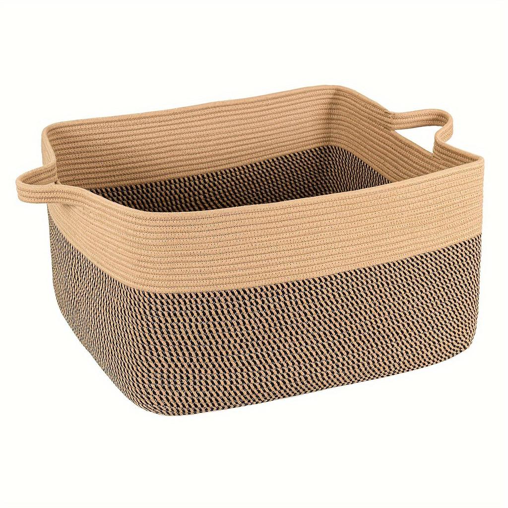 Корзина для хранения из плетеной хлопковой веревки большой вместимости для белья или игрушек