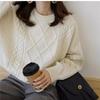 2025 Autumn/Winter Women's 100% Pure Wool Sweater—Round Neck, Warm Diamond Pattern, Classic Versatile Loose Fit