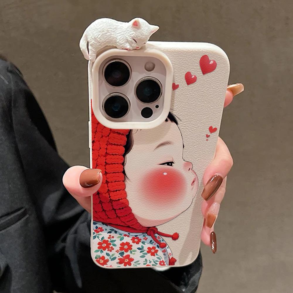 3D Чехол для телефона для iPhone 11 13 17 Pro Max 17 Air Case iPhone 13 15 16 Pro Max 12 14 Pro Max 14 15 Plus Милый 3D Котенок Мультяшный Кожаный