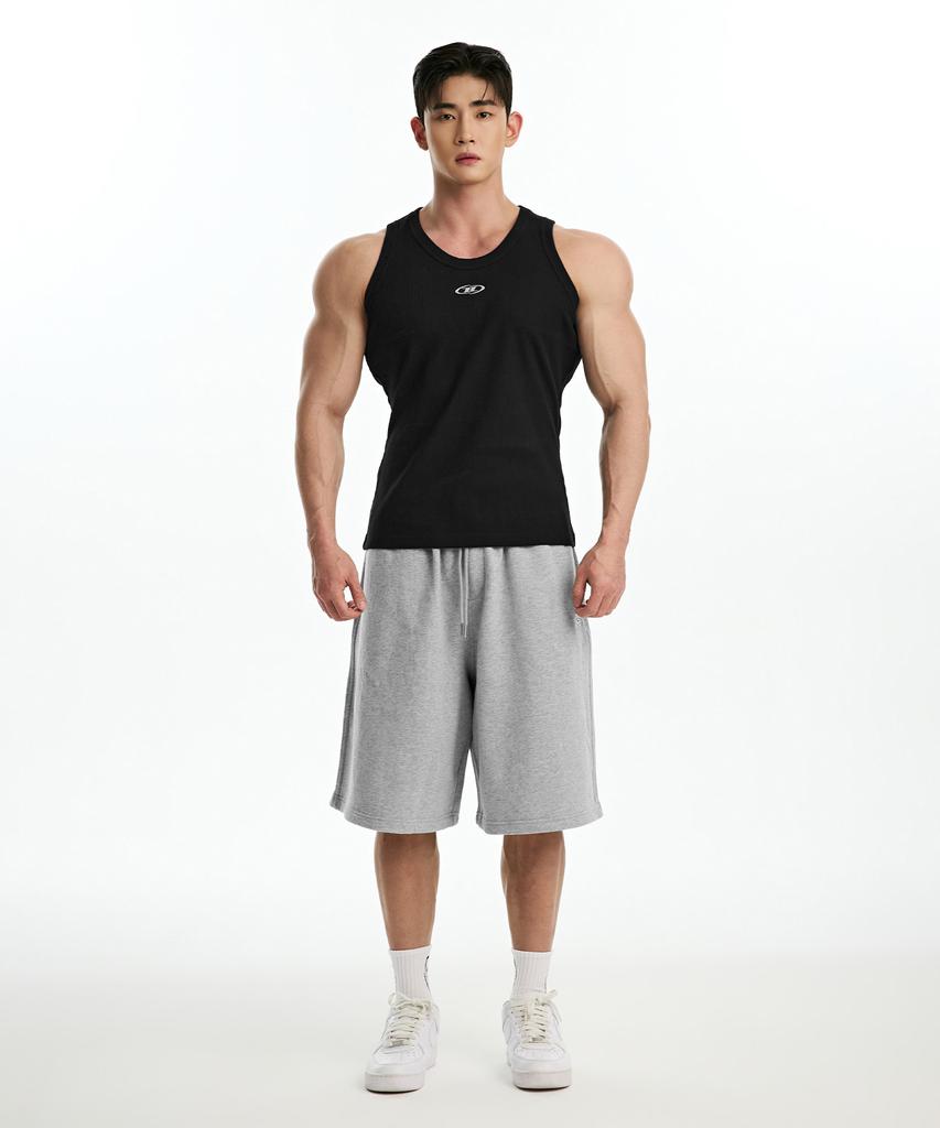 BORN TO WIN Chrome B Logo Half Pants Long Ver [Melange Grey]