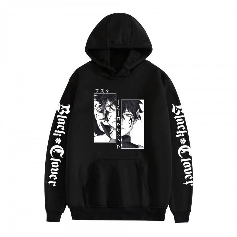 Black Clover Anime Hoodie Fleece Lined Graphic Print Sweatshirt Teens