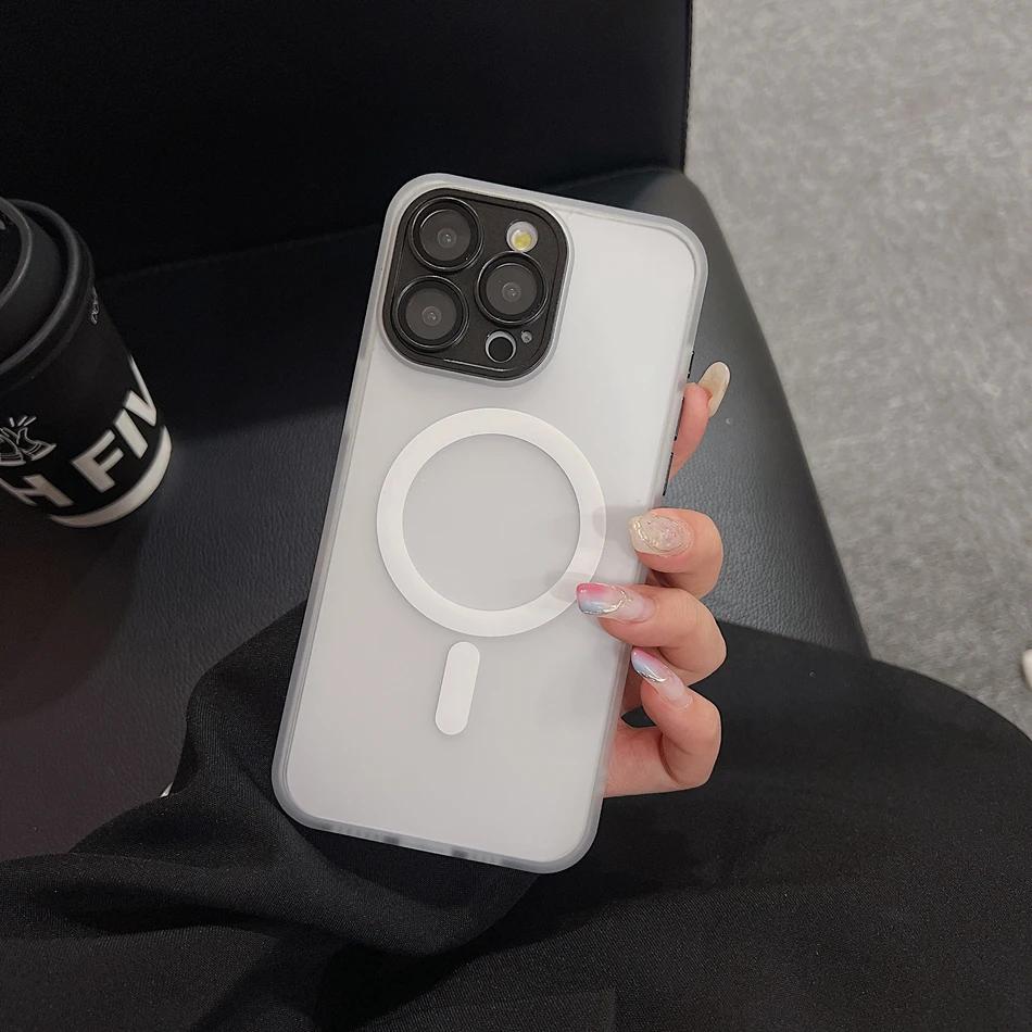 Розово-розовый 16 Чехол для Для Iphone 16 13 1 14 Plus 11 12 Pro Max 16Pro 1Pro Max Магнитный Полупрозрачный Матовый Защитная крышка для камеры