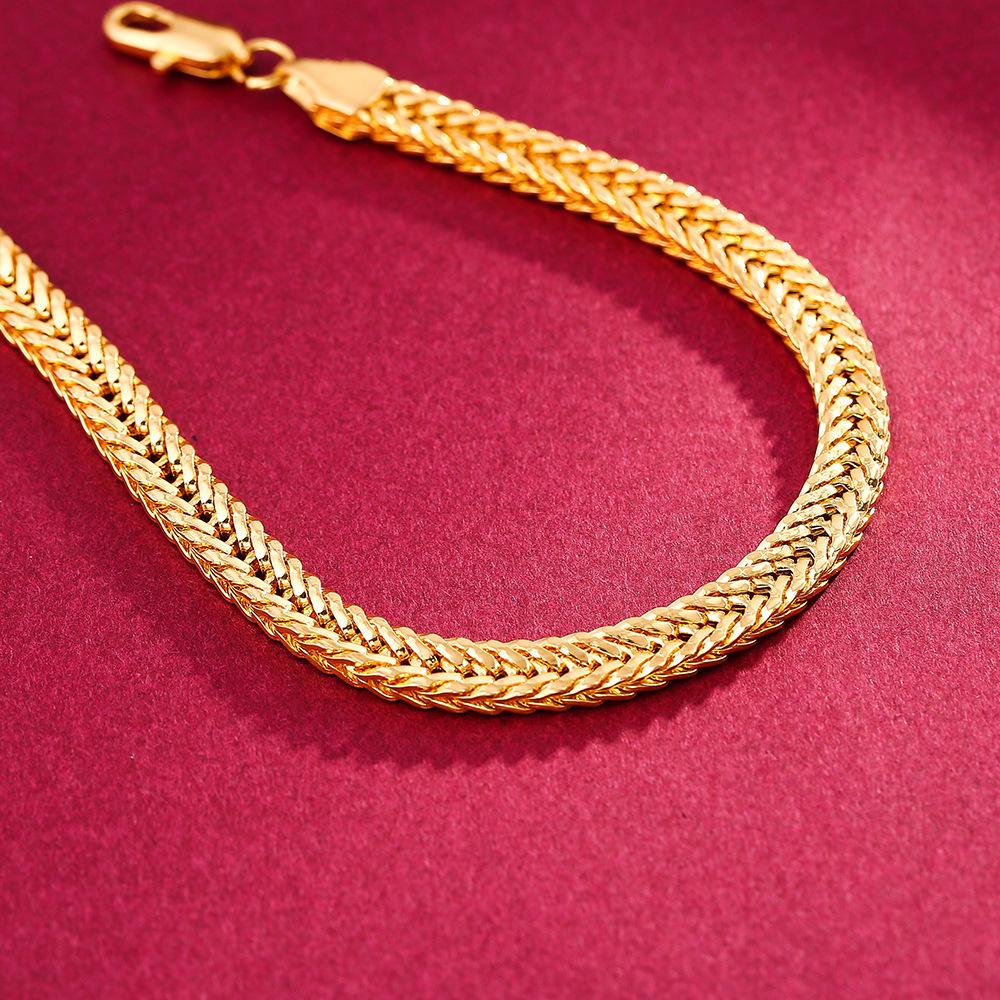 Exquisite Gold Bracelet 6MM Men's Side Bracelet Exquisite Jewelry Plated 18K Gold Bracelet Men's Side Bracelet