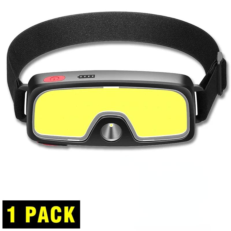 Портативный светодиодный прожектор COB, налобный фонарь, встроенный аккумулятор, USB-перезаряжаемый, для улицы, налобный, для кемпинга, охоты, налобный фонарь