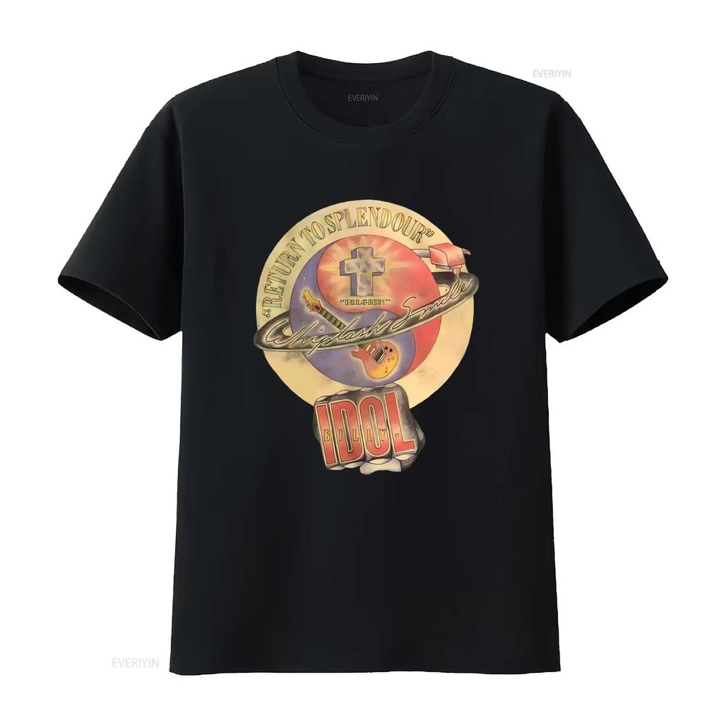 Billy Idol Whiplash Smile Mens T Shirt Adult Retro Rock Design vintage Washed graphic Slightly Casual fashion Stylish