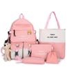 Korean Style Five-Piece School Backpack Set for Girls – Fashionable Color-Match Design
