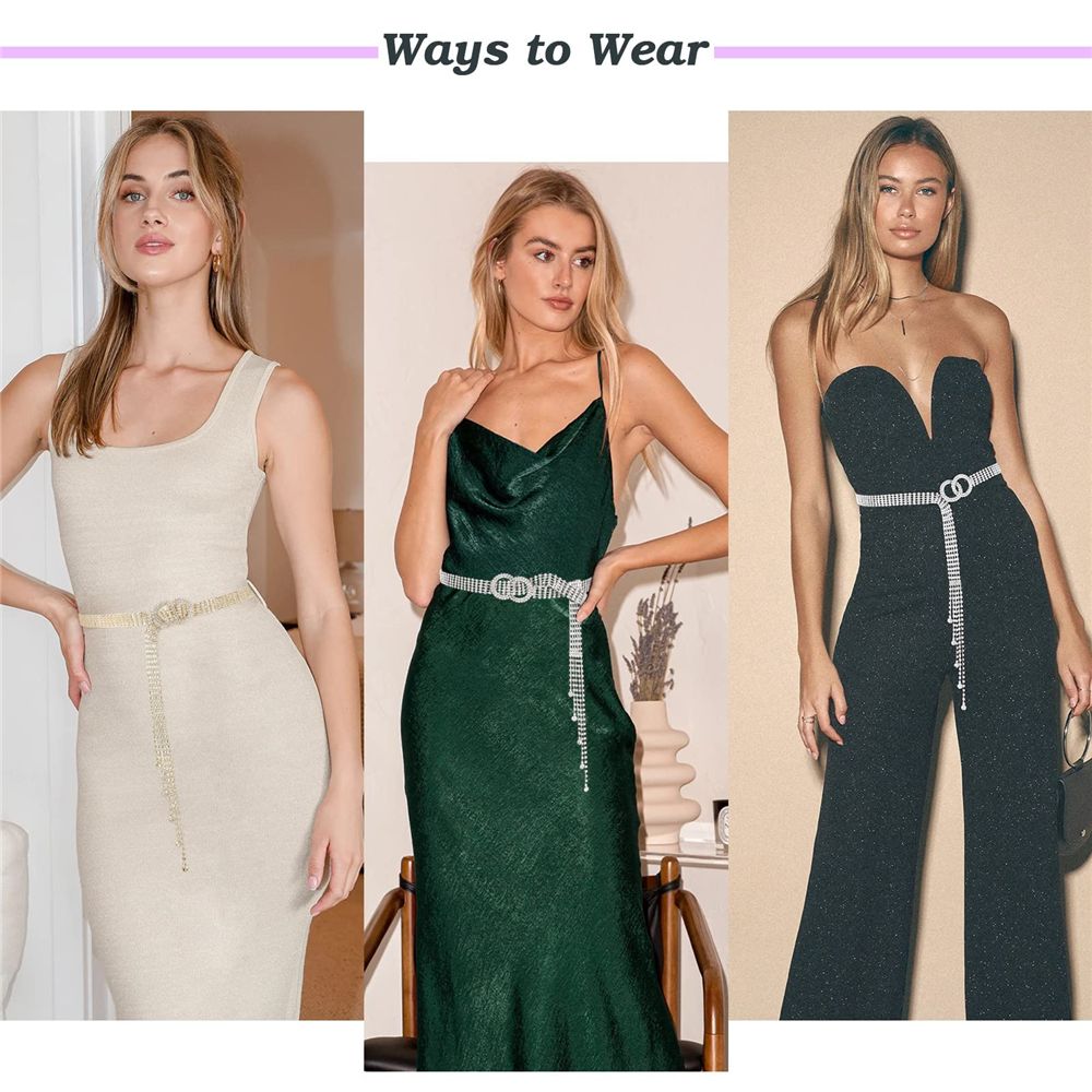 Модный подарок Поясной ремень Блестящие кисточки Цепочка со стразами Пояс из кристаллов Кольцо