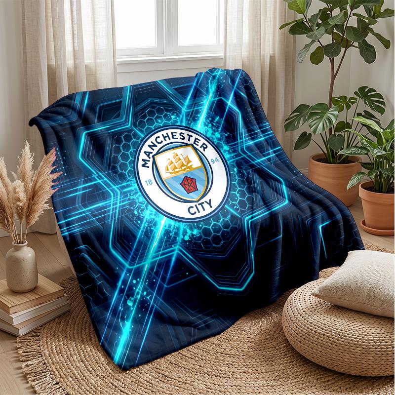 Manchester City Theme blanket Soft Flannel Blanket Plush Throw Blanket Cozy Sofa Bed Blanket for Home Decor
