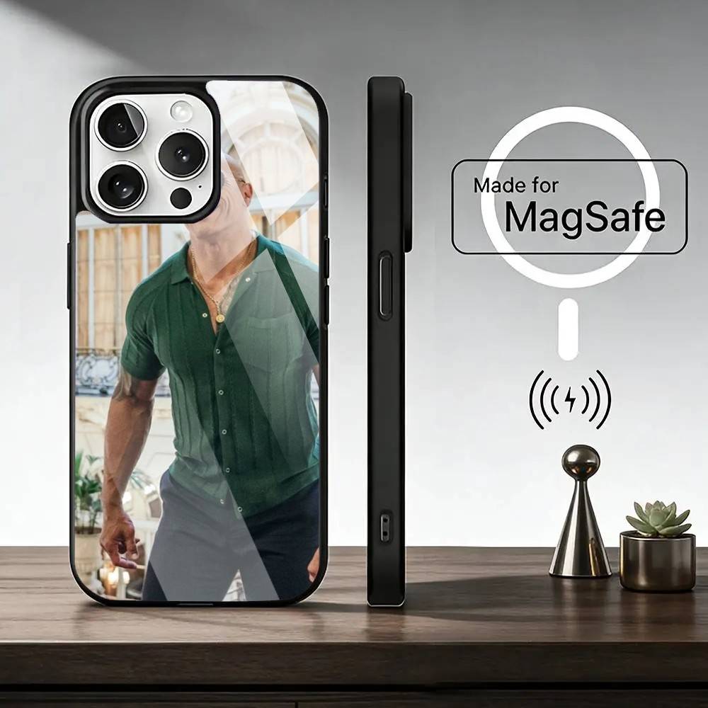 Актер Д-Дуэйн Д-Джонсон Чехол для телефона для iPhone 17, 16, 15, 14, 13, 12, 11 Plus, Pro Магнитный с беспроводной зарядкой MagSafe