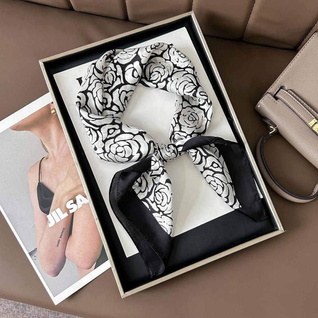 Шелковый шарф женский модный универсальный высокий смысл 70 квадратный шарф защита шеи шарф ретро шарф сумка