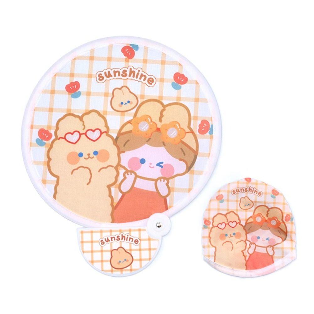 Мини круглый веер мультяшный карманный веер милый складной веер