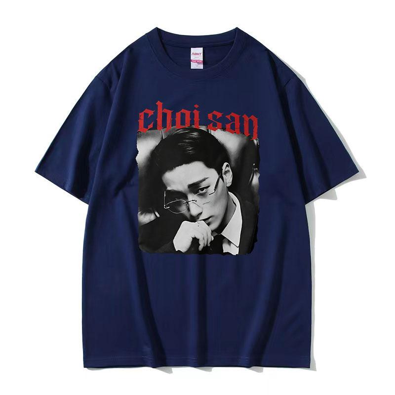 2026 Hot Korean Ateez Choi San Graphic T Shirts Men Women Hip Hop Korean Loose Short Sleeve T-shirt Retro Cotton T Shirt Streetwear